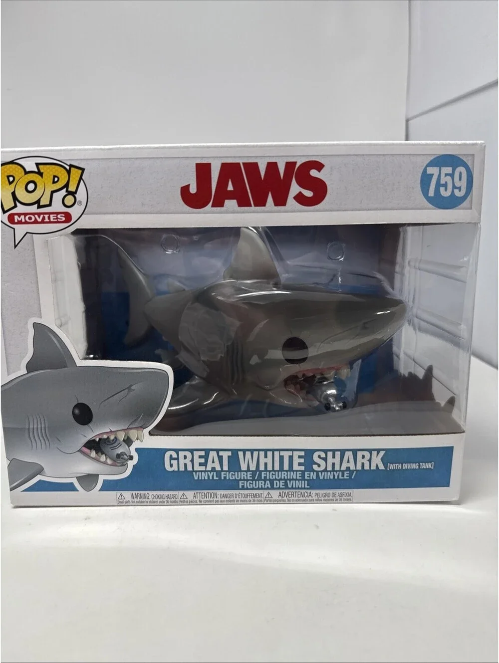 Jaws Great White Shark Funko Pop Movies #759 With Diving Tank